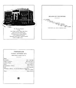 1912, Sep. 24, Dedication Program Source: Spirit Lake Public Library